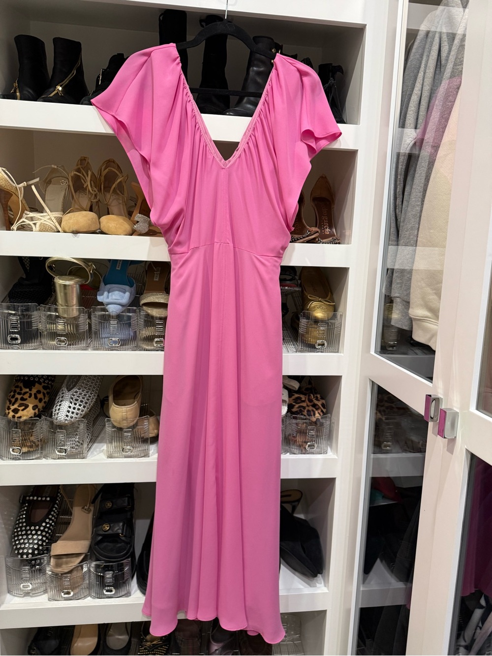Ann Taylor Factory Hot Pink V-Neck Maxi Dress